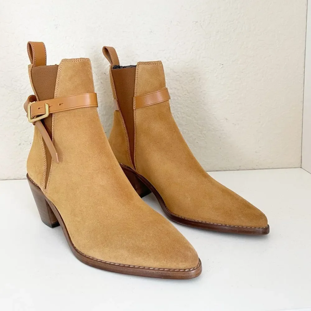 Zadig & Voltaire Tyler Suede pointed toe Western heeled Ankle Bootie FR 39/US 8